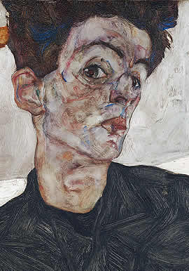 Egon Schiele Self-Portrait with Physalis 1912 - Detail